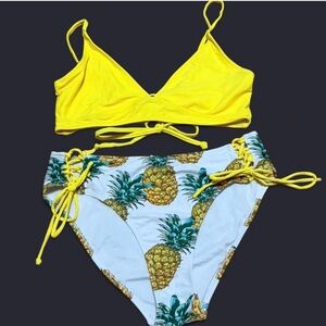 Yellow Pineapple Print Bikini Set